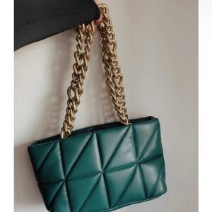 COPY - Zara Green Quilted City Bag with Chain discontinued rare style bag